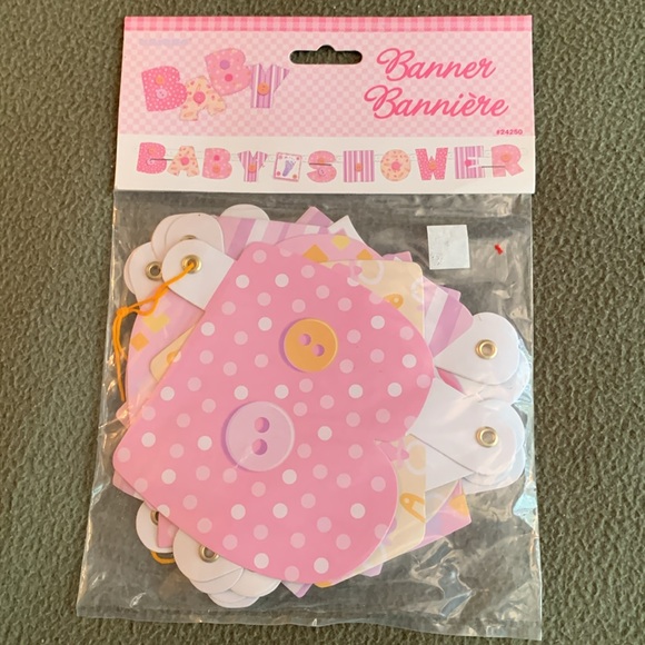 NIP Baby girl shower lot. Banner, table decor and 8 baby announcements. - Picture 2 of 6